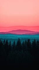 Fototapeta premium Serene Mountain Sunset Landscape Vibrant Colors Peaceful Environment Wide View Tranquility