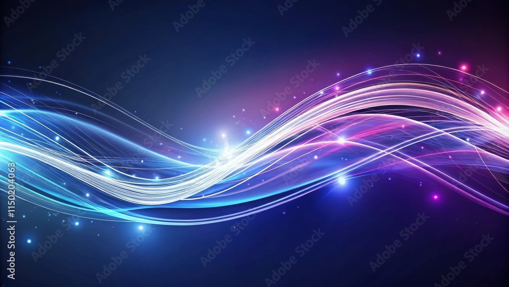 Aufkleber Abstract Glowing Wave Background with Dynamic Light Trails and Sparkling Particles