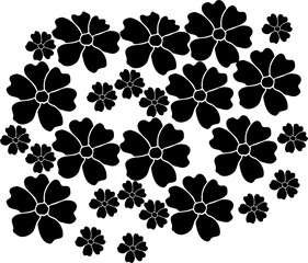Vector floral black daisies seamless pattern in flat style. Cute background, texture for wrapping paper, fabric, holidays or kids design. Topic of blooming nature, summer
