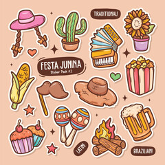 Vibrant Hand-Drawn Doodles for Festa Junina Celebrations