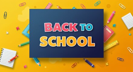 back to school banner design with cartoon illustrations 