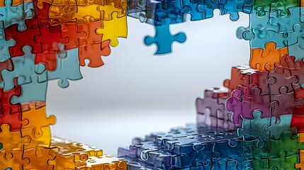 Transparent Puzzle Pieces Team Icons Collaboration Concept White Background Infographic