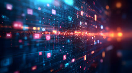 Obraz premium Soft Abstract Digital Web Connecting Team Members Icons Illustration for Teamwork Collaboration Concept