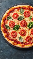 National Pizza Day Delicious Margherita Pizza with Fresh Basil and Tomatoes