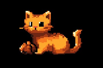 Here's a suggested  and keywords for your pixel art cat stock photoPixel Art Orange Kitten