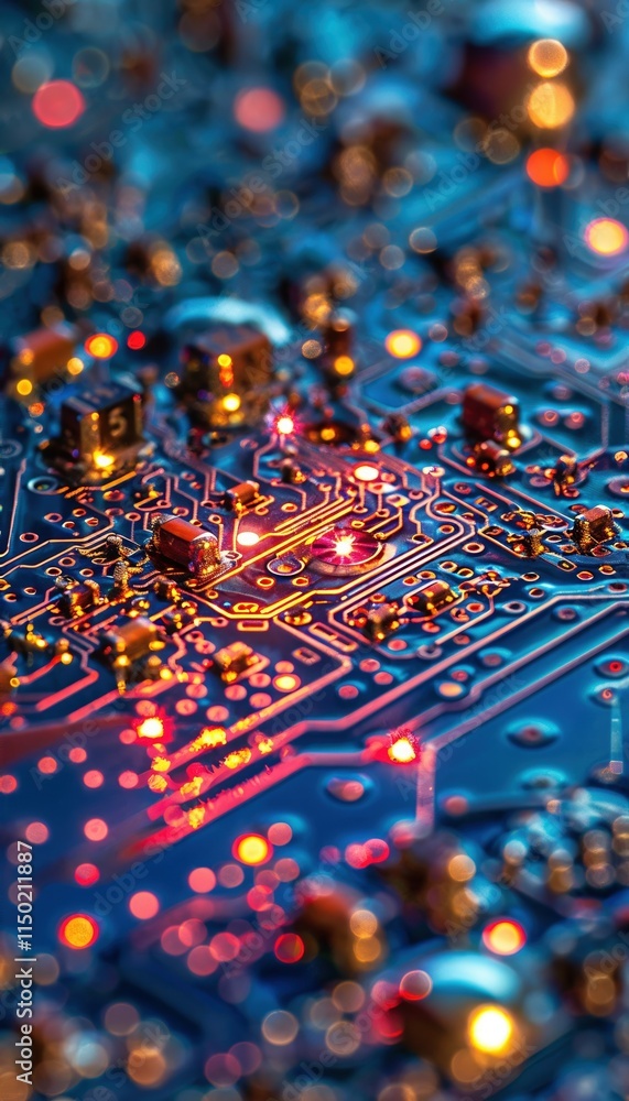 Poster close-up of superconducting device circuitry