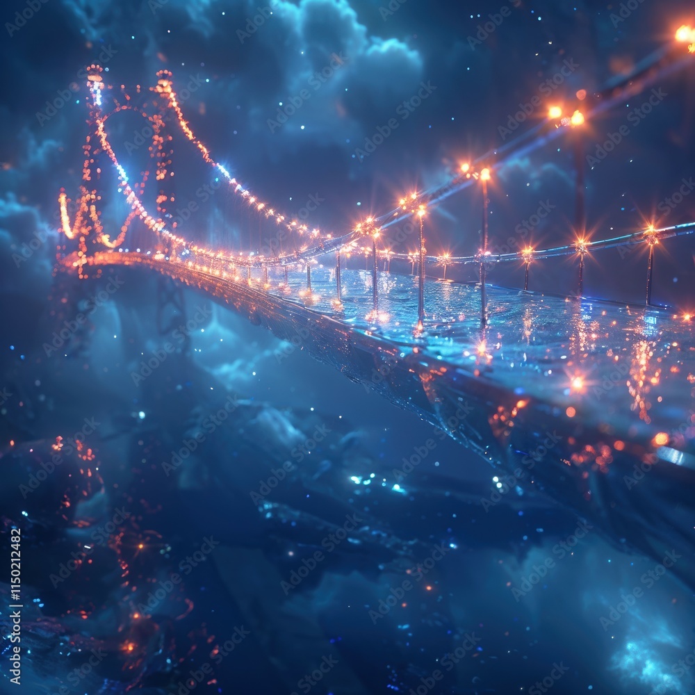Poster ethereal bridge connecting two distinct worlds