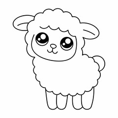 Cheerful Cartoon Sheep Line Art for Kids.