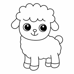 Cheerful Cartoon Sheep Line Art for Kids.
