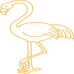 line art heron bird with color