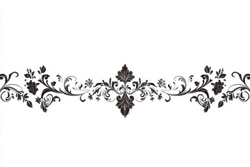 Elegant Black and White Floral Damask Border