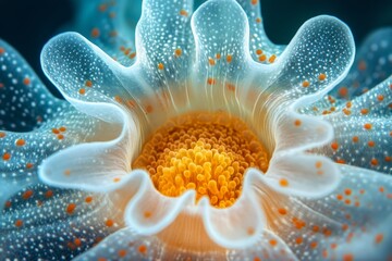 Naklejka premium Close-up view of a vibrant underwater flower revealing intricate details and textures