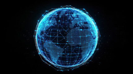 Obraz premium digital globe with glowing blue gridlines, representing global connectivity and technology