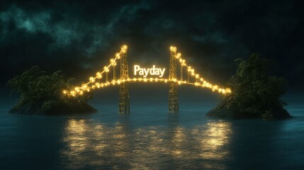 Fototapeta premium A glowing bridge with the word 