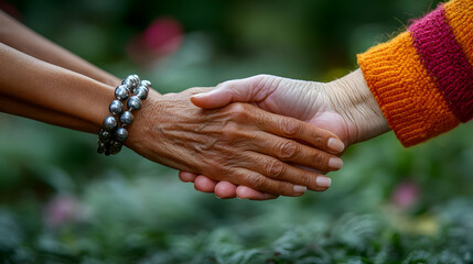 Caregiver Massaging Elderly Hand Close Up Compassion Intergenerational Connection