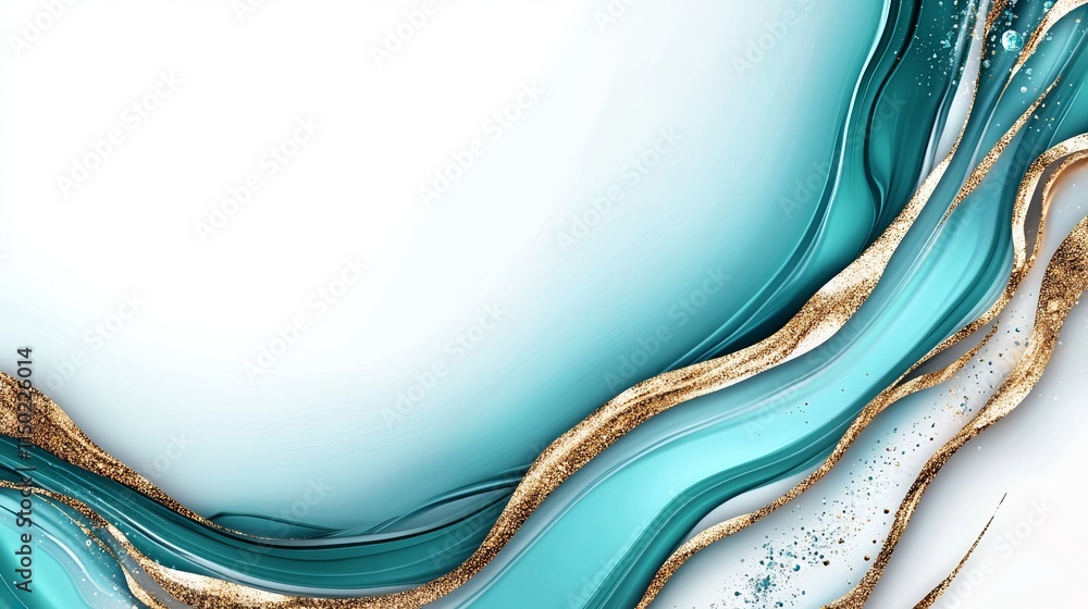 Poster abstract turquoise flow geode marble vector created with alcohol ink technique