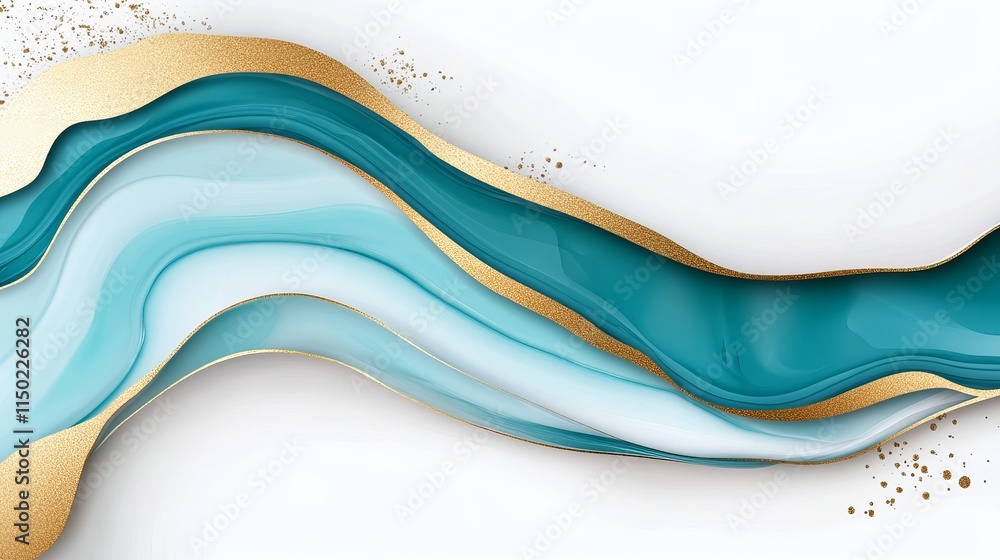 Poster abstract turquoise flow geode marble vector created with alcohol ink technique