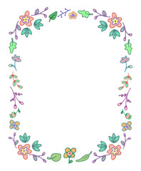 Colorful Floral Frame for Greeting Card