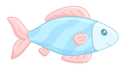 Smiling Cartoon Fish with Pink Fins