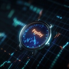 Fototapeta premium A futuristic watch displays the word 