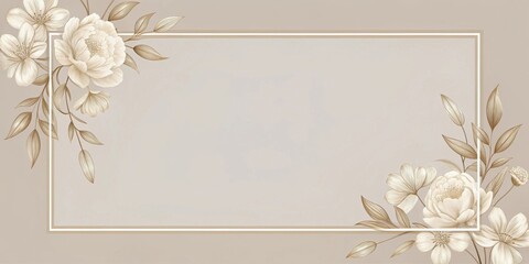 Elegant floral frame with neutral beige background ideal for invitation or announcement