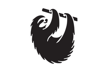 minimalist sloths animal vector silhouette black color in white background
