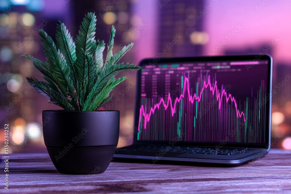 Poster a soft watercolor painting of a forex trading desk with charts glowing softly and currency symbols b