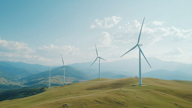 Wind Turbines on a Hilltop: Sustainable Energy Solution 