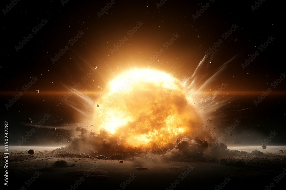 Poster explosion of a cosmic star creating shockwaves in space during a spectacular celestial event