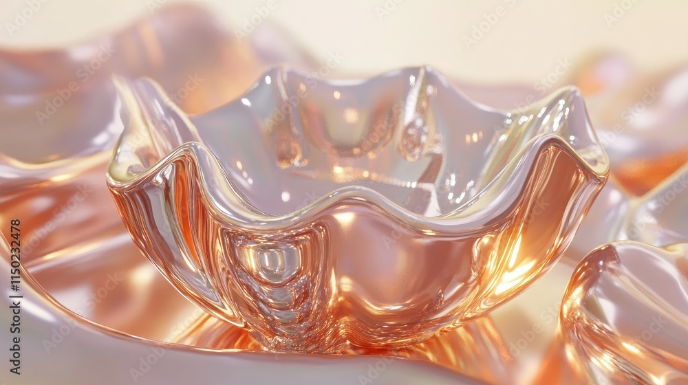Aufkleber vibrant 3d abstract composition featuring liquid metallic forms and bright reflective elements in a 