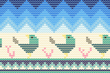 knitted bird christmas background