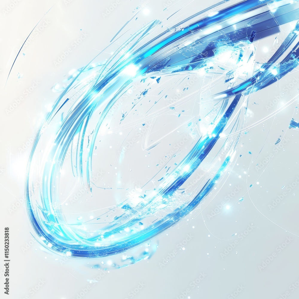 Poster vibrant blue abstract swirls create a dynamic visual experience with sparkling effects in a serene l
