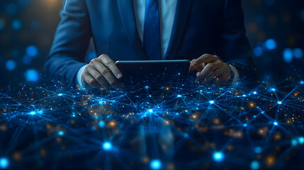 Business Leader Predictive Analytics Digital Transformation Plain Background Copy Space Concept