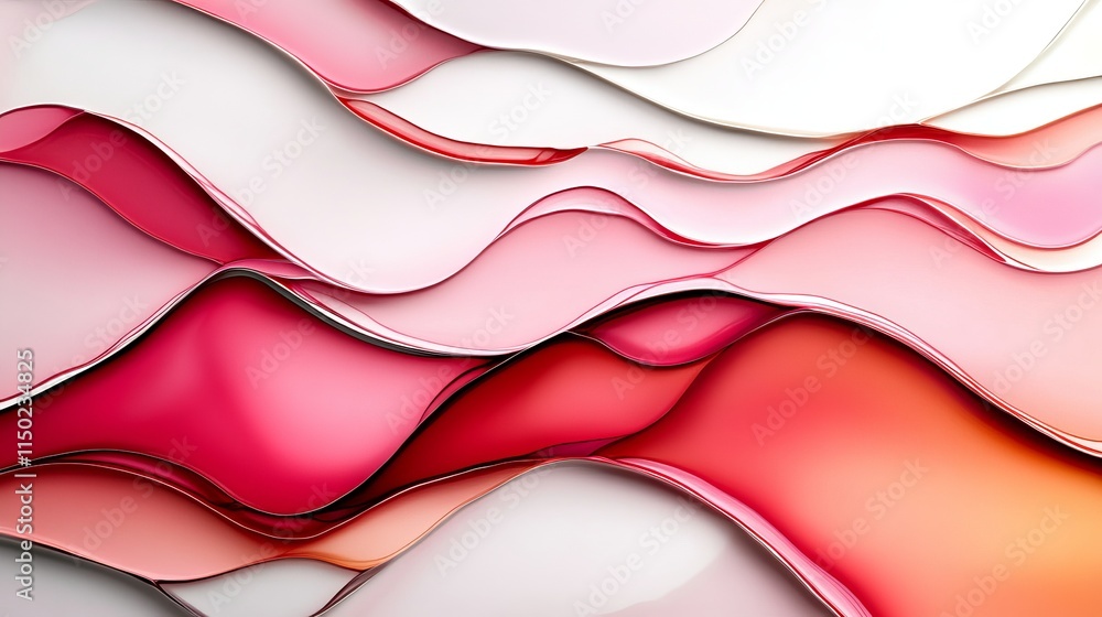 Poster fluid art background in red and coral tones liquid marble design with an orange gradient splash effe