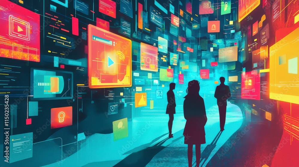 Aufkleber Digital safety awareness event virtual space featuring robust cybersecurity concepts tech environment futuristic viewpoint
