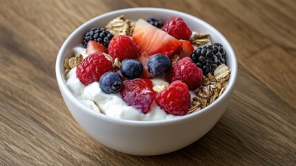 Bowl of yogurt and fruit muesli