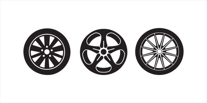 Car wheel set hand drawn illustration on white background. wheel vector. set auto tire, wheel tires and discs.