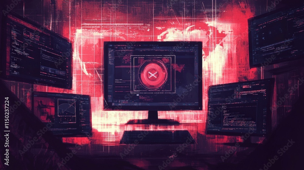 Poster Securing the digital realm cybersecurity breach response for online platforms and digital art in dark environments