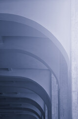 Abstract architecture elements of arched stone ceiling. Architecture urban minimalist background in cold high tech tones