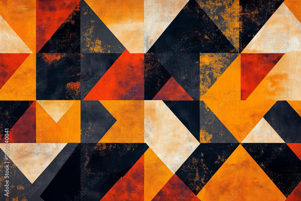 Poster geometric abstract pattern with warm tones