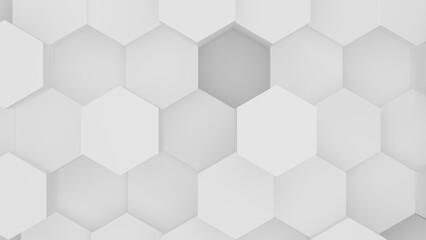 White hexagon geometric background, minimal honeycomb pattern wallpaper, 3d rendering illustration.