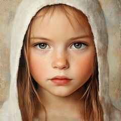Obraz premium Portrait of a girl with a hood and captivating eyes.
