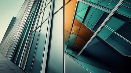 Obraz premium Futuristic Urban Skyscraper Design with Abstract Structural Lines and Dynamic Angles : Generative AI