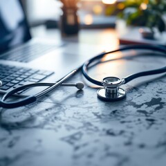 stethoscope on the keyboard