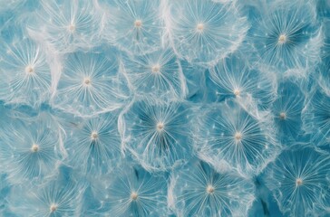 Beautiful dandelion blooms against a blue background celebrating natures delicate details