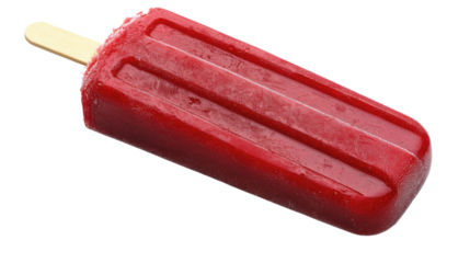 Red ice cream on a stick, transparent background