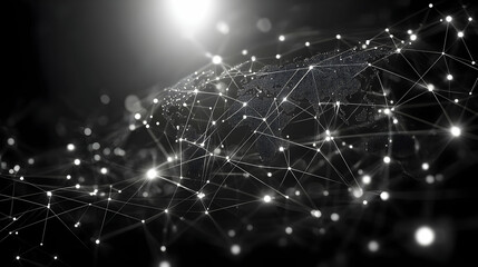 Fototapeta premium Plain background with glowing network lines connecting continents concept as An image depicting glowing network lines connecting different continents on a plain background with ample copy space. This 