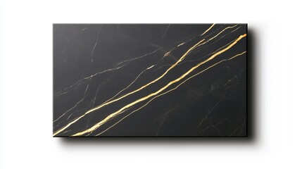 Real black marble with intricate gold veins