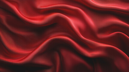 Fototapeta premium Red Satin Fabric with Smooth Folds.