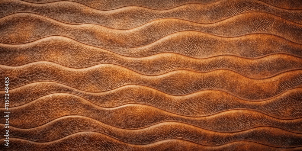 Aufkleber Textured Brown Leather with Undulating Wave Pattern Background